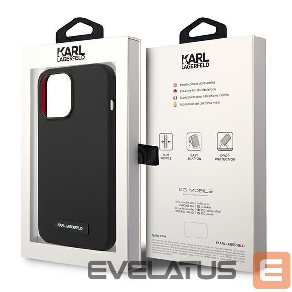 Back panel cover Karl Lagerfeld Karl Lagerfeld KLHMP14LSLMP1K iPhone 14 Pro 6,1" hardcase czarny/black Silicone Plaque Magsafe