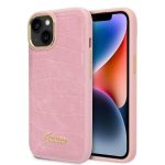 Back panel cover Guess  Guess Croco Collection case for iPhone 14 - pink 