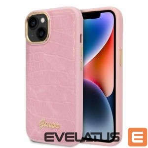 Back panel cover Guess  Guess Croco Collection case for iPhone 14 - pink 