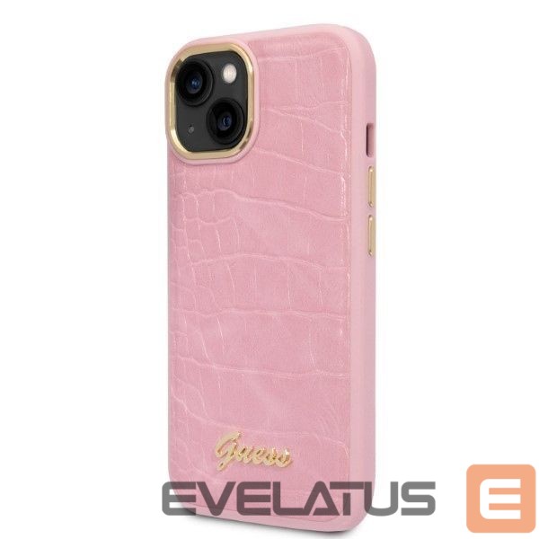 Back panel cover Guess Guess Croco Collection case for iPhone 14 - pink