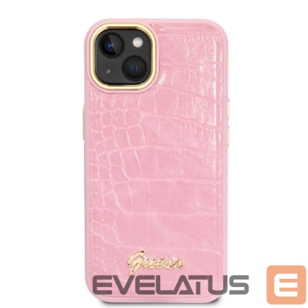 Back panel cover Guess Guess Croco Collection case for iPhone 14 - pink