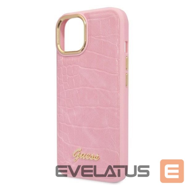 Back panel cover Guess Guess Croco Collection case for iPhone 14 - pink