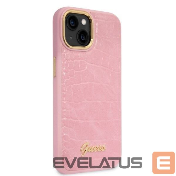 Back panel cover Guess Guess Croco Collection case for iPhone 14 - pink