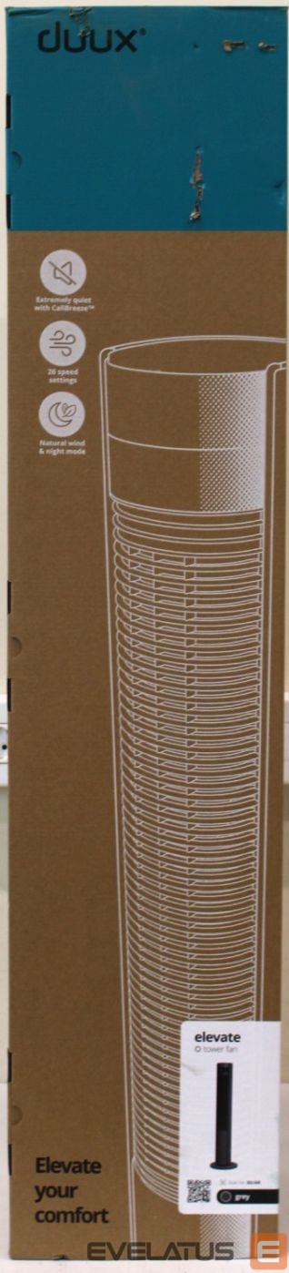 Fan Duux SALE OUT. | Fan | Elevate | Tower Fan | 40 W | Diameter 29 cm | Number of speeds 12 | Oscillation | Gray | DAMAGED PACKAGING