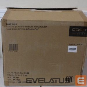 Table grill Caso  SALE OUT.  03186 Air Fryer Duo Chef, Total capacity 14L, 2200W, Black |  Air Fryer | DuoChef | Power 2200 W | Capacity 14 L | Black | UNPACKED, DAMAGED PACKAGING, SCRATCHED ON CORPUS, DENT ON FRONT | 24 month(s) 
