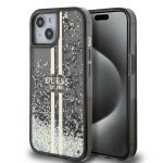 Back panel cover Guess Apple Guess PC/TPU Liquid Glitter Gold Stripe Case for iPhone 15 Black 