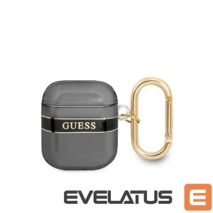 Headphone case Guess Apple Airpods 1/2 TPU Printed Stripe Case Black