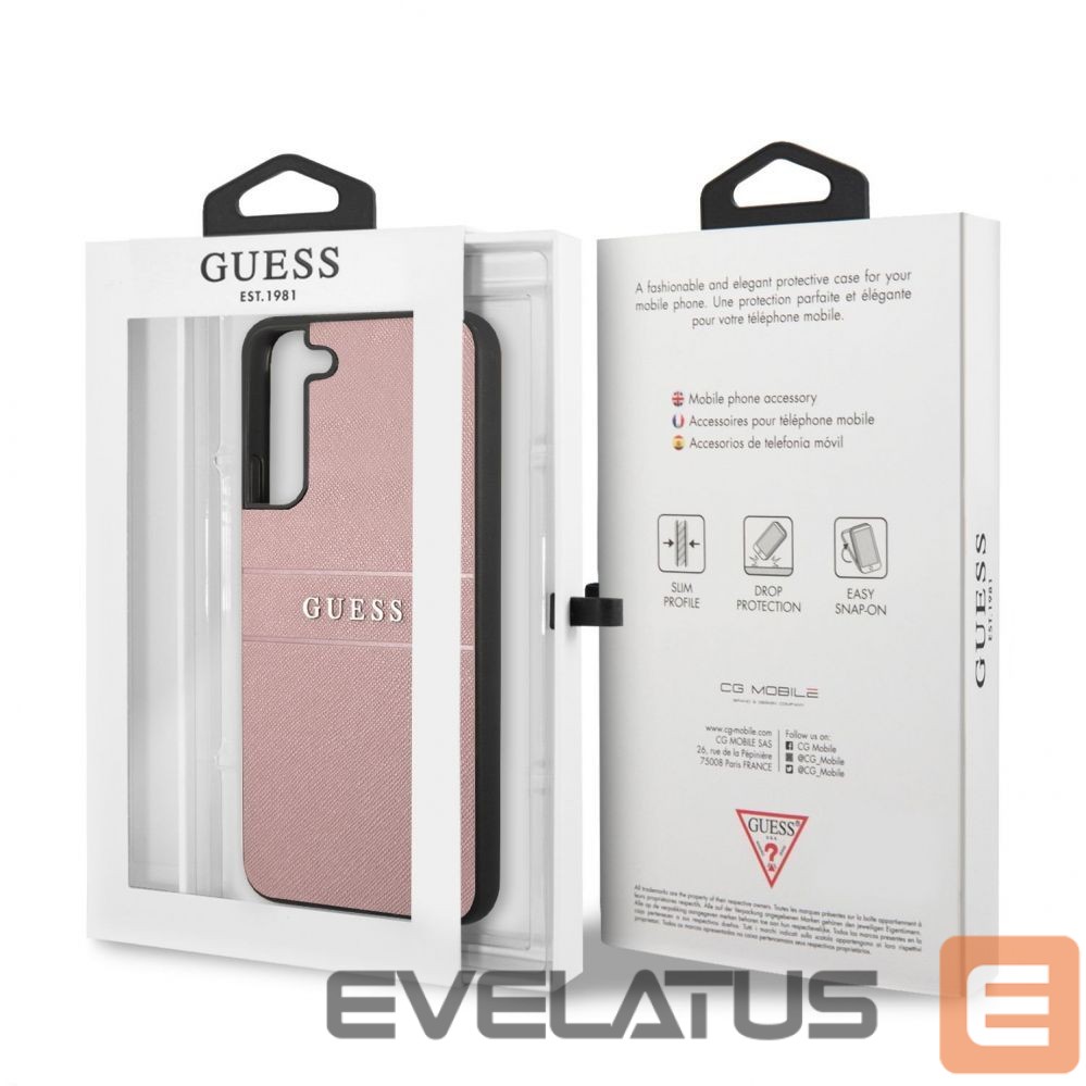 Back panel cover Guess Samsung Samsung S22 Plus PU Leather Saffiano Case Pink