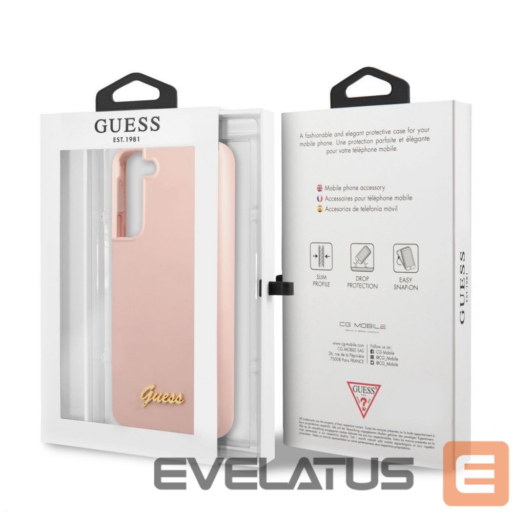 Back panel cover Guess - Samsung S22 Plus Silicone Metal Logo Case Pink