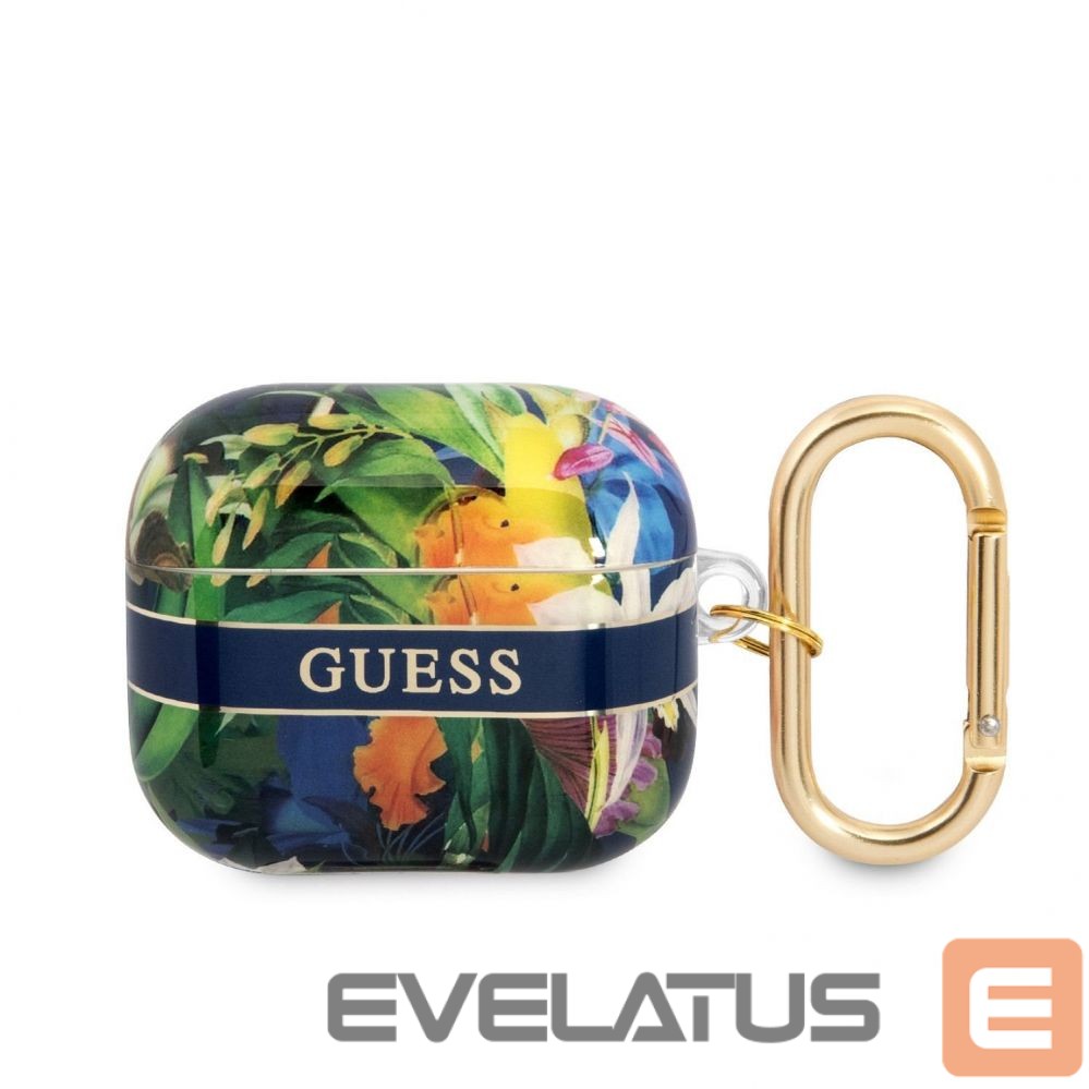 Headphone case Guess Apple Airpods 3 TPU Flower Print Case Blue