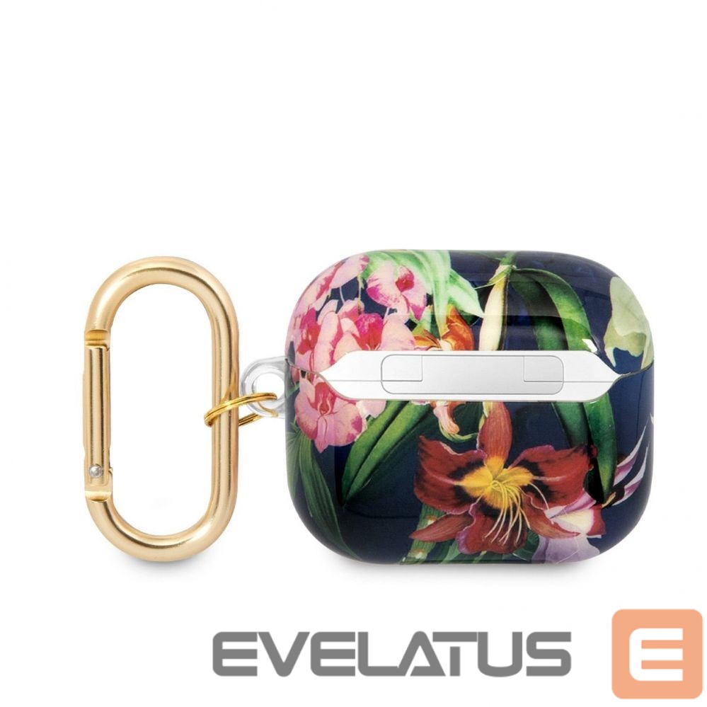 Headphone case Guess Apple Airpods 3 TPU Flower Print Case Blue