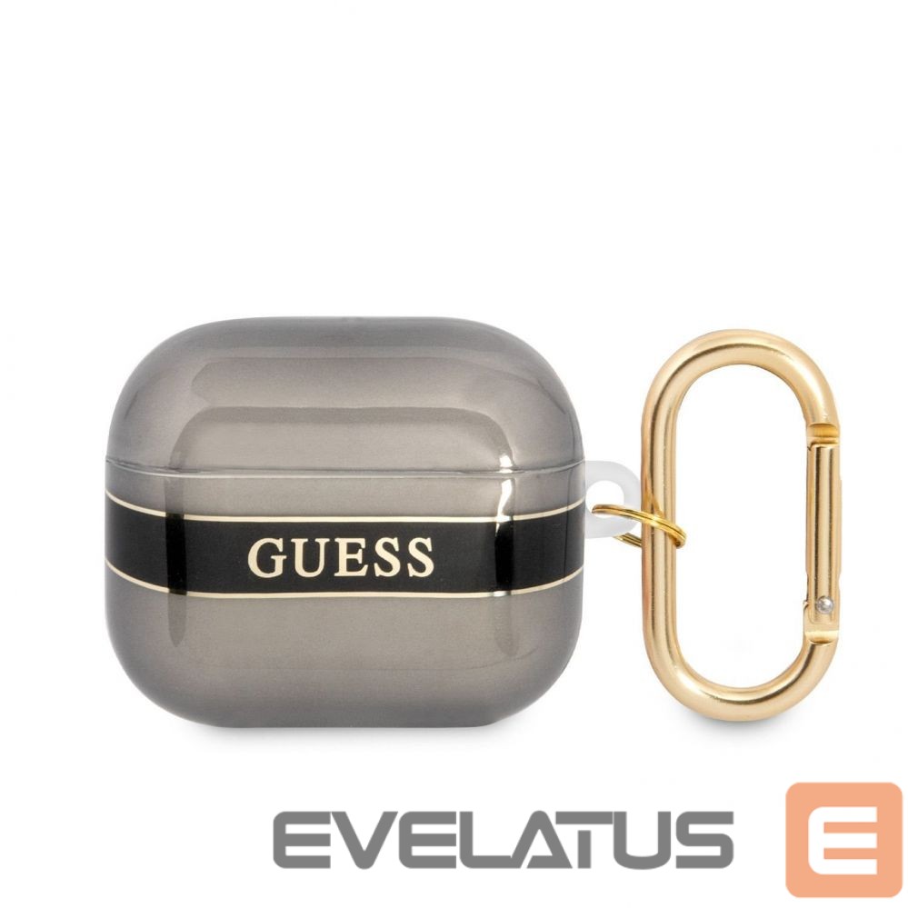 Headphone case Guess Apple Airpods 3 TPU Printed Stripe Case Black
