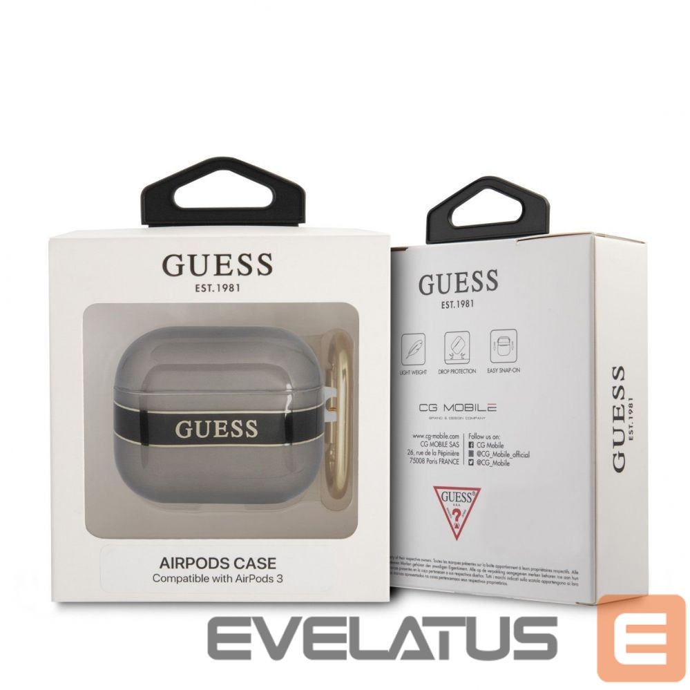 Headphone case Guess Apple Airpods 3 TPU Printed Stripe Case Black