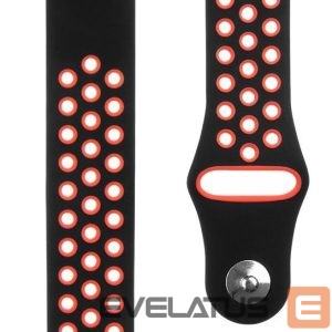 Strap Tactical  20mm Double Silicone Watch Band Black Red