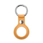 Smart tag accessories iLike  AirTag PU Leather Key Ring Keychain Case Light Brown