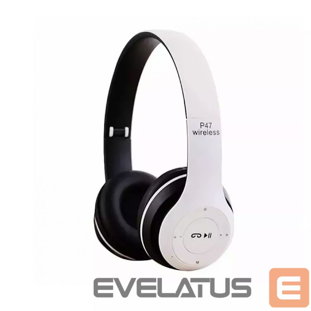 Wireless headphones iWear BITS Noise Cancell Foldable Bluetooth 5.0 Wireless Headset FM Radio / MP3 Mico SD and Phone White