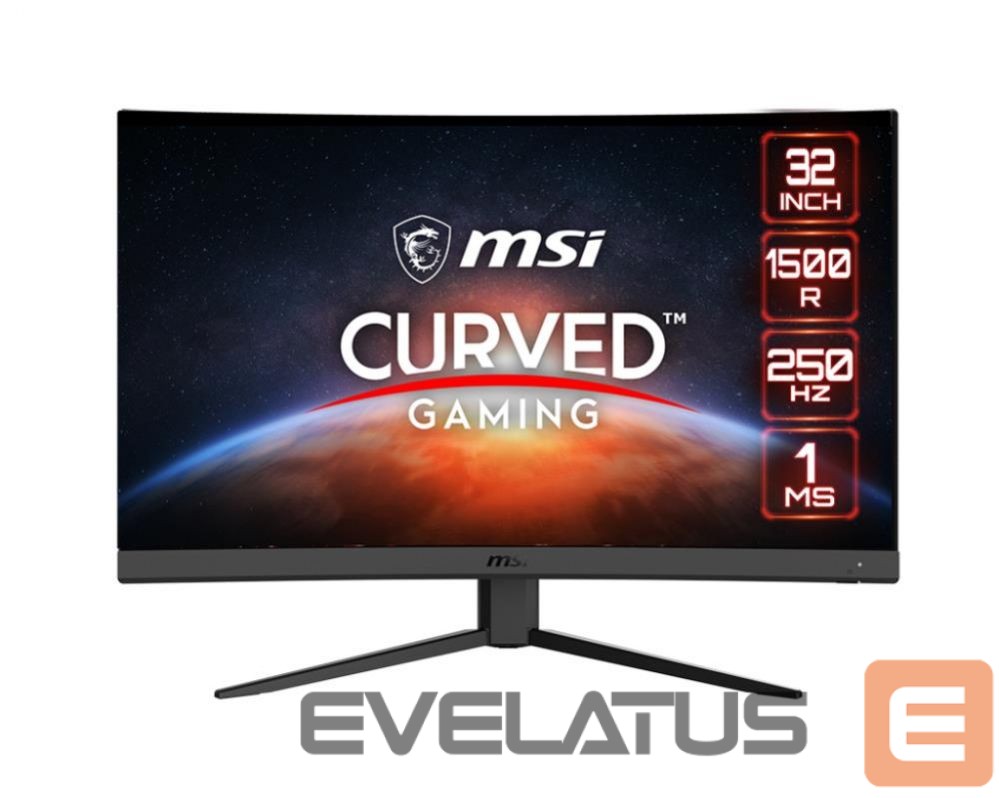 Monitor MSI LCD Monitor||G32C4X|31.5"|Gaming/Curved|Panel VA|1920x1080|16:9|250Hz|Matte|1 ms|Tilt|Colour Black|G32C4X