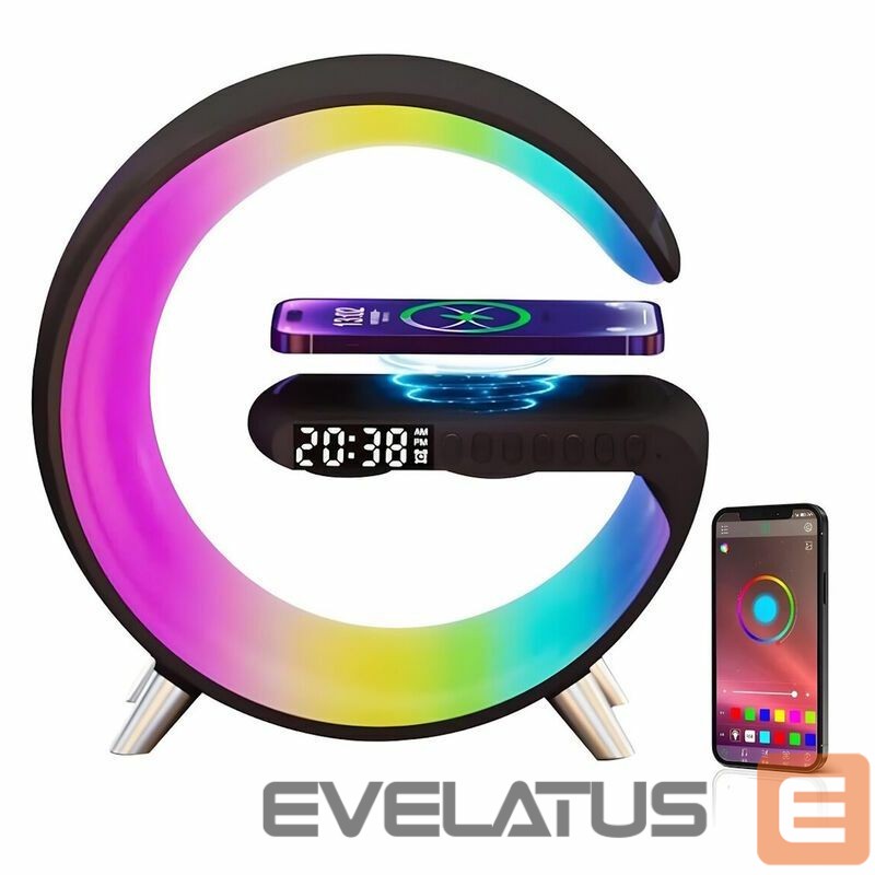 Wireless charger Elight G1 15W Wireless charger Desk Alarm Clock Atmosphere Night Lamp with Bluetooth Speker Black