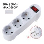 Converter CP  EU3 Perfect Travel Slim 180 degree Euro Power Socket expander to 3x plug 250V 16A Black