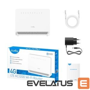 Routers Cudy  LT500ELinkCell AC1200 4G LTE Cat4 Router Dual Band WiFi Nano SIM VPN Mesh Support White 