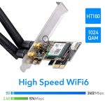 Routers Cudy  WE3000 AirMax AX3000 WiFi 6 Bluetooth 5.0 PCIe Adapter Intel AX200 Dual Band 2 Antennas Black 