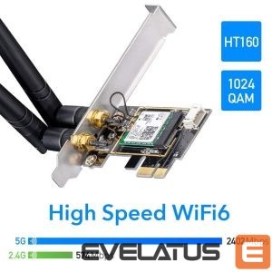 Routers Cudy  WE3000 AirMax AX3000 WiFi 6 Bluetooth 5.0 PCIe Adapter Intel AX200 Dual Band 2 Antennas Black 