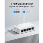 Routers Cudy  GS105U NetSwitch 5-Port Gigabit Switch USB-C Power IGMP QoS Loop Prevention Black 
