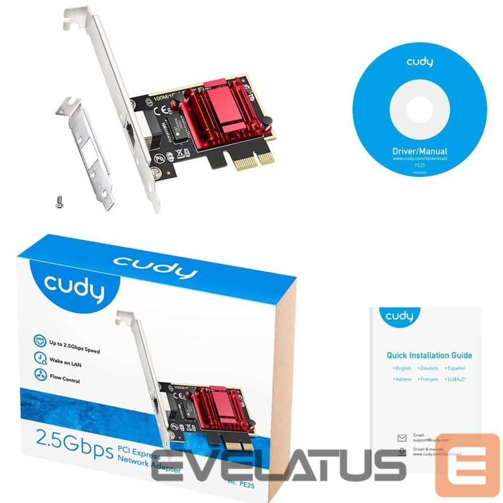 Routers Cudy PE25 NetPro 2.5G Ethernet PCIe Adapter Realtek Chipset VLAN Jumbo Frame Flow Control Black