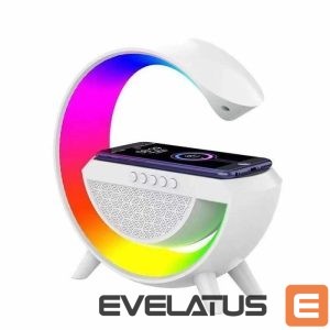 Desc lamp Elight  G Shape Speaker Lamp with RGB LED lightning & Wireless Smart Device Charger White