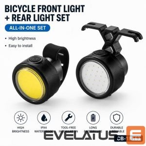 Bicycle accessory iLike  2PCS Bicycle Front & Rear Light Set – USB Rechargeable LED Bike Lights for Mountain & Road Bikes, Electric Bikes, Scooters, E-Scooters, Kids Bikes 