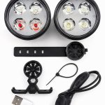 Bicycle accessory iLike  USB Rechargeable 4-LED Bike Light Set – Front & Rear Bicycle Lights with 120dB Horn 
