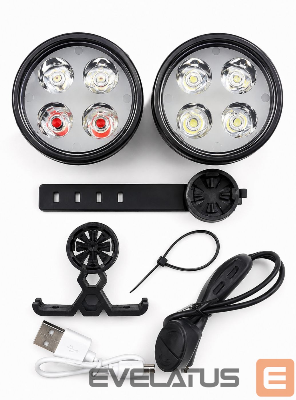 Bicycle accessory iLike USB Rechargeable 4-LED Bike Light Set – Front & Rear Bicycle Lights with 120dB Horn