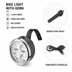 Bicycle accessory iLike  Rechargeable Bike Headlight with 120dB Horn, 280 Lumens, 4 Light Modes, USB Rechargeable, Wireless Remote Control 
