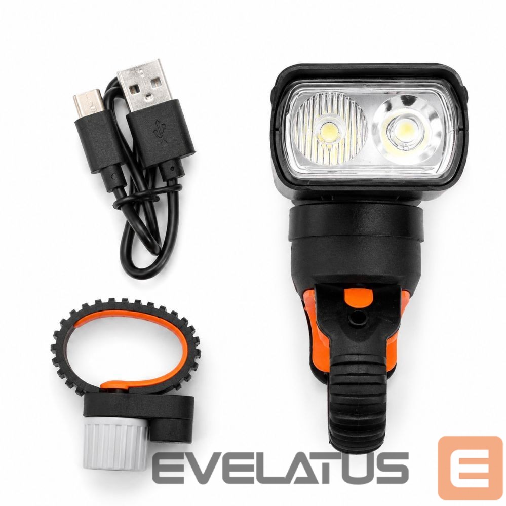 Bicycle accessory iLike JOHORSE USB Rechargeable Bike Front Light, 400LM LED Bicycle Headlight, Dual Beam, Aluminum Housing, Battery Indicator, Waterproof Cycling Light