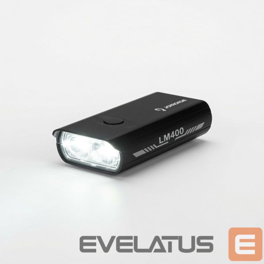Bicycle accessory iLike JOHORSE USB Rechargeable Bike Front Light, 400LM LED Bicycle Headlight, Dual Beam, Aluminum Housing, Battery Indicator, Waterproof Cycling Light