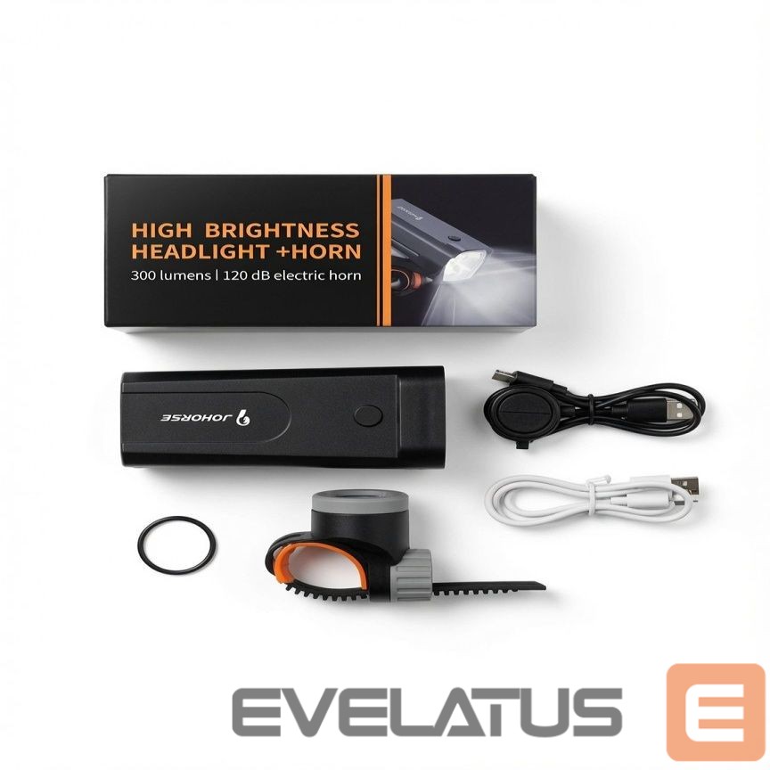 Bicycle accessory iLike JOHORSE Bike Headlight & Electric Horn – 300 Lumens, 120dB, USB Rechargeable