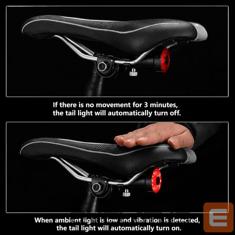 Bicycle accessory iLike Smart USB Rechargeable Bike Tail Light with Brake Sensor, 7 Lighting Modes, IPX5 Waterproof, Aluminum Bicycle Rear Light, Seat Rail Mount