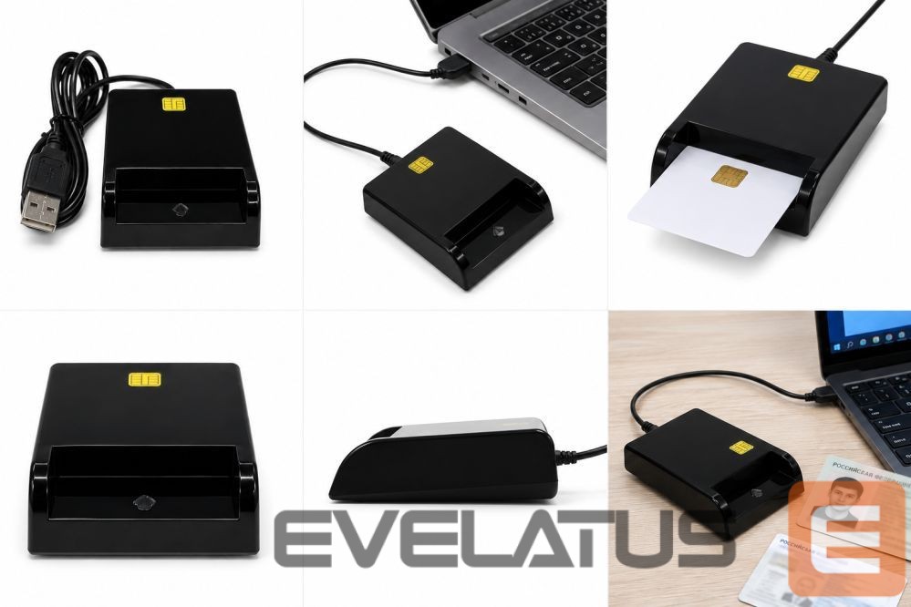 Converter iLike USB Smart Card Reader, Contact IC Card Reader for Digital Signature, eID, Banking & Government Cards Black