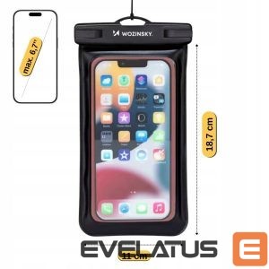 Case universal pocket Wozinsky  WWE-01 Case Waterproof, with wrist strap PVC phone armband case Black