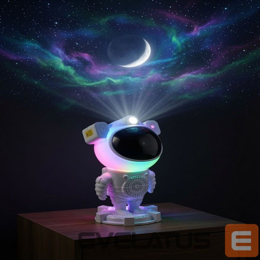 LED Spotlight iLike Astronaut Smart LED Lamp with Bluetooth Speaker, RGB Night Light, Remote Control, 360° Rotating Head White