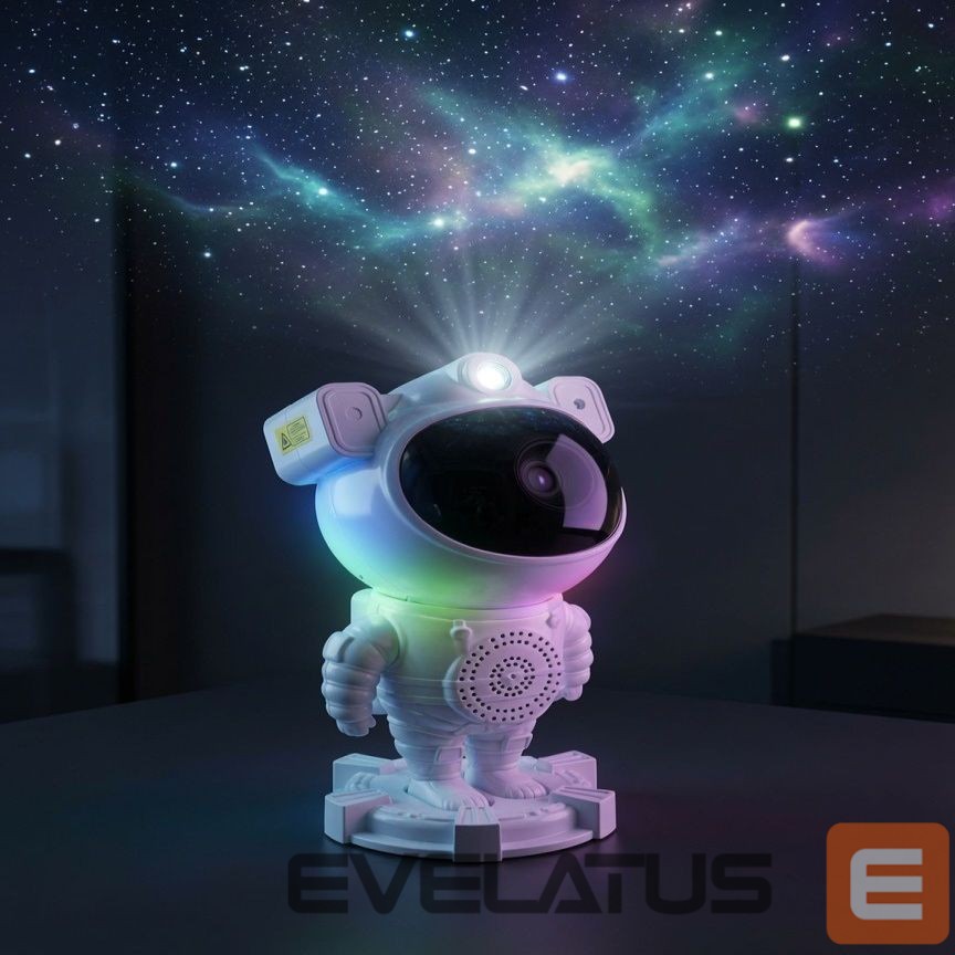 LED Spotlight iLike Astronaut Smart LED Lamp with Bluetooth Speaker, RGB Night Light, Remote Control, 360° Rotating Head White