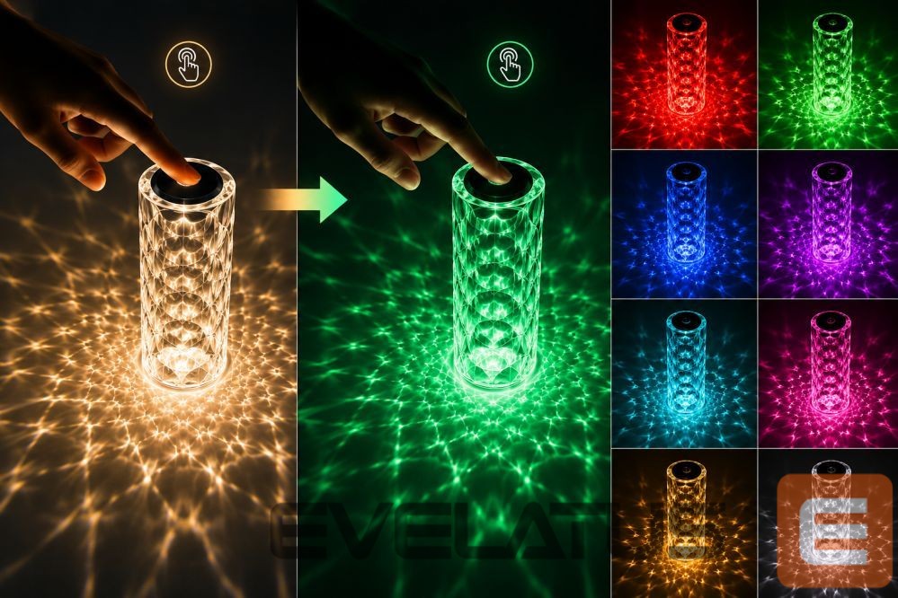 Desc lamp iLike Crystal Bubble Touch RGB LED Table Lamp with Bluetooth Speaker