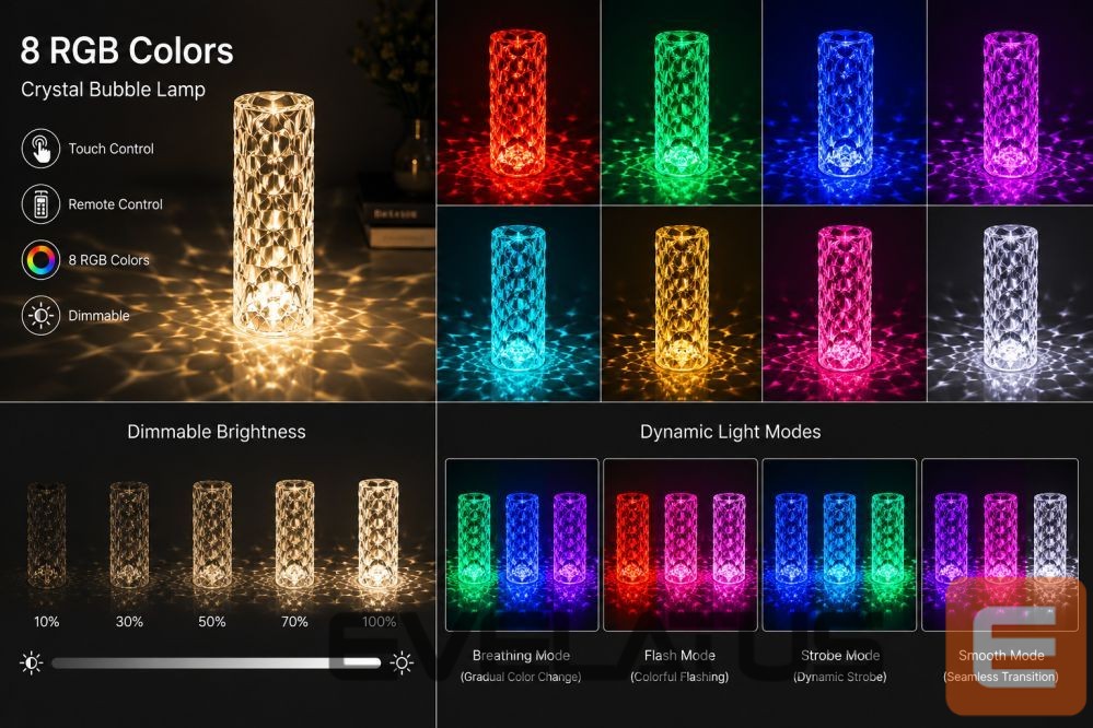 Desc lamp iLike Crystal Bubble Touch RGB LED Table Lamp with Bluetooth Speaker