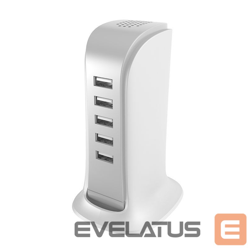 Adapter Dudao 5x USB charger with built-in EU power cable white (A5EU)