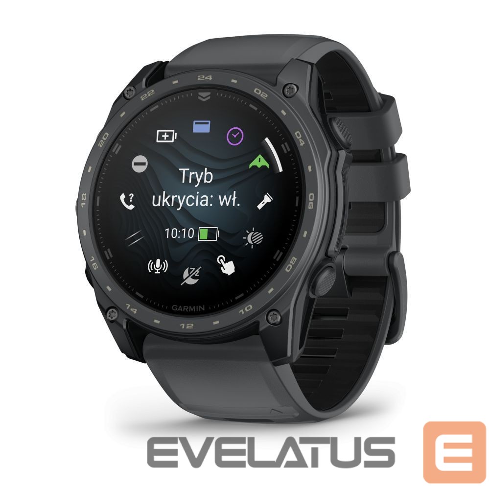 Smart watches Garmin tactix 8 – 51 mm, AMOLED, Cerakote Coating Includes Applied Ballistics Ultralight Solver and Slate Grey