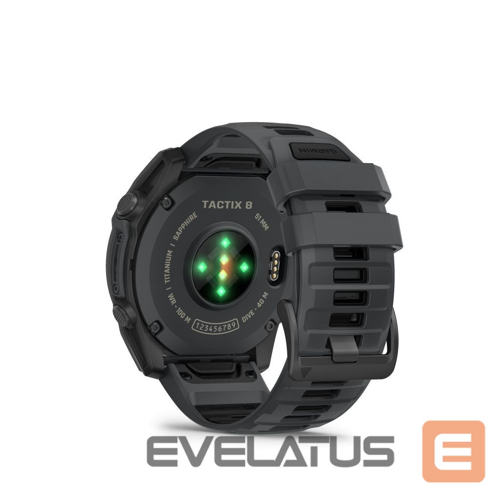Smart watches Garmin tactix 8 – 51 mm, AMOLED, Cerakote Coating Includes Applied Ballistics Ultralight Solver and Slate Grey