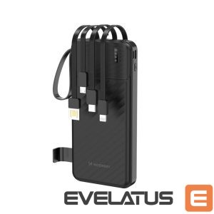Power bank Wozinsky  W11-B 10000mAh 10W Powerbank with Built-in Cables and Flashlight Black