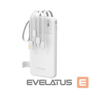Power bank Wozinsky  W11-W 10000mAh 10W Powerbank with Built-in Cables and Flashlight White