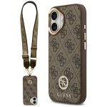 Back panel cover Guess  Guess 4G Strass Logo & Big Strap Metal Buttons MagSafe Case for iPhone 17 - Brown 