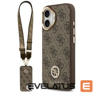 Back panel cover Guess  Guess 4G Strass Logo & Big Strap Metal Buttons MagSafe Case for iPhone 17 - Brown 